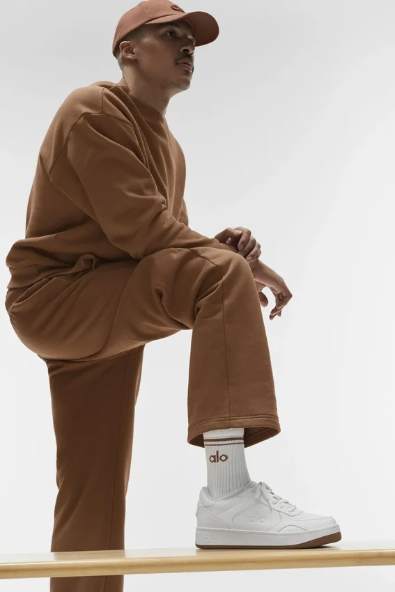 Chaussettes unisexes mi-mollet « Throwback » - Blanc/Brun ensoleillé