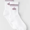 Chaussettes unisexes mi-mollet « Throwback » - Blanc/Prune Kiss
