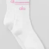 Chaussettes unisexes mi-mollet « Throwback » - Blanc/Rose bonbon
