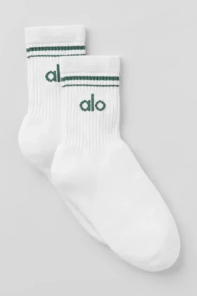 Chaussettes unisexes mi-mollet « Throwback » - Blanc/Vert trèfle