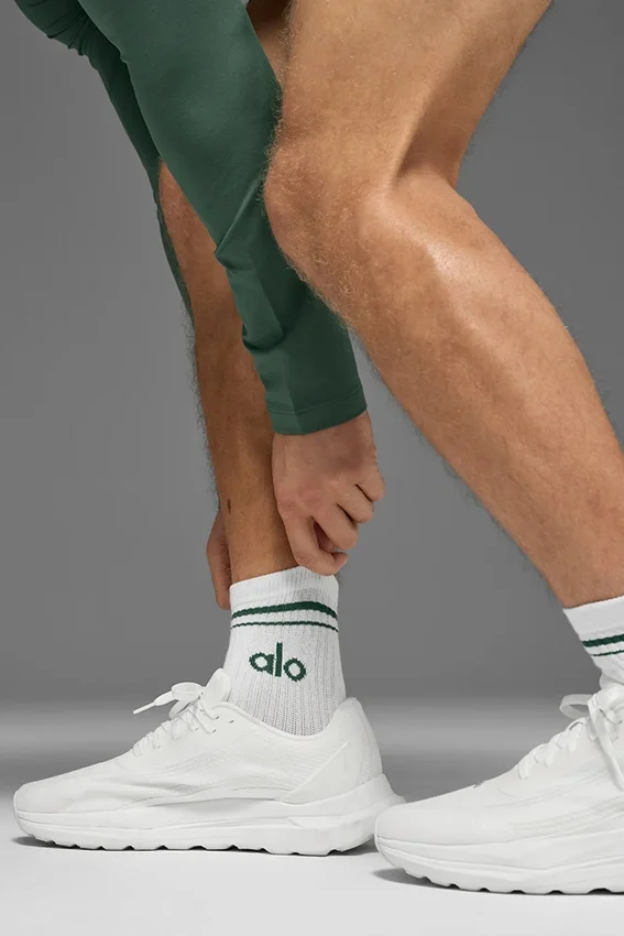 Chaussettes unisexes mi-mollet « Throwback » - Blanc/Vert trèfle
