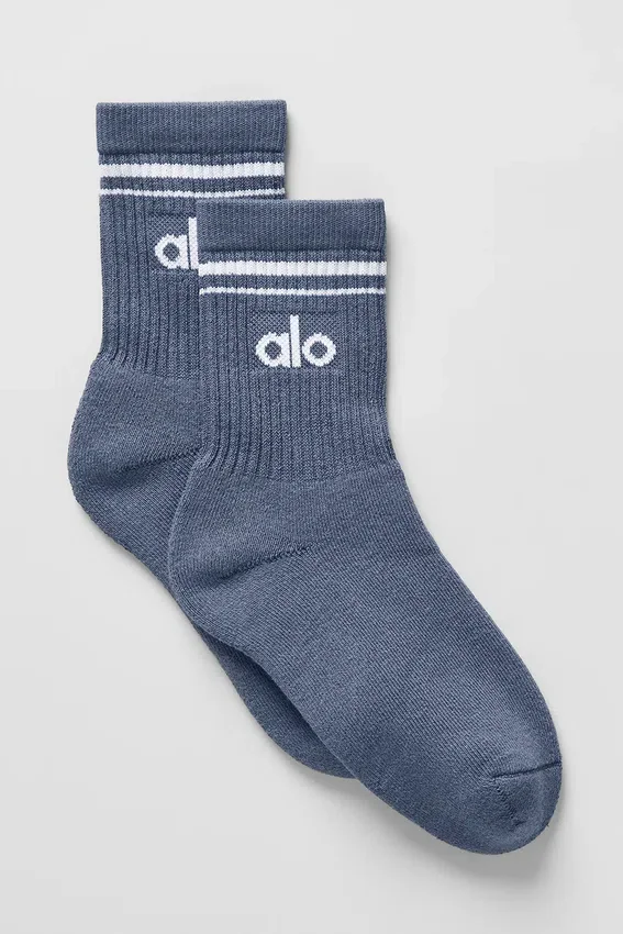 Chaussettes unisexes mi-mollet « Throwback » - Bleu pierre/Blanc