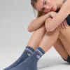 Chaussettes unisexes mi-mollet « Throwback » - Bleu pierre/Blanc