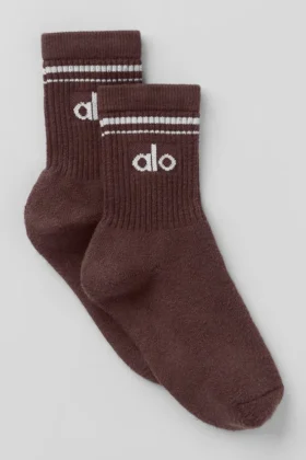 Chaussettes unisexes mi-mollet « Throwback » - Brownstone/Blanc