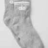 Chaussettes unisexes mi-mollet « Throwback » - Gris chiné athlétique/Blanc
