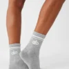 Chaussettes unisexes mi-mollet « Throwback » - Gris chiné athlétique/Blanc