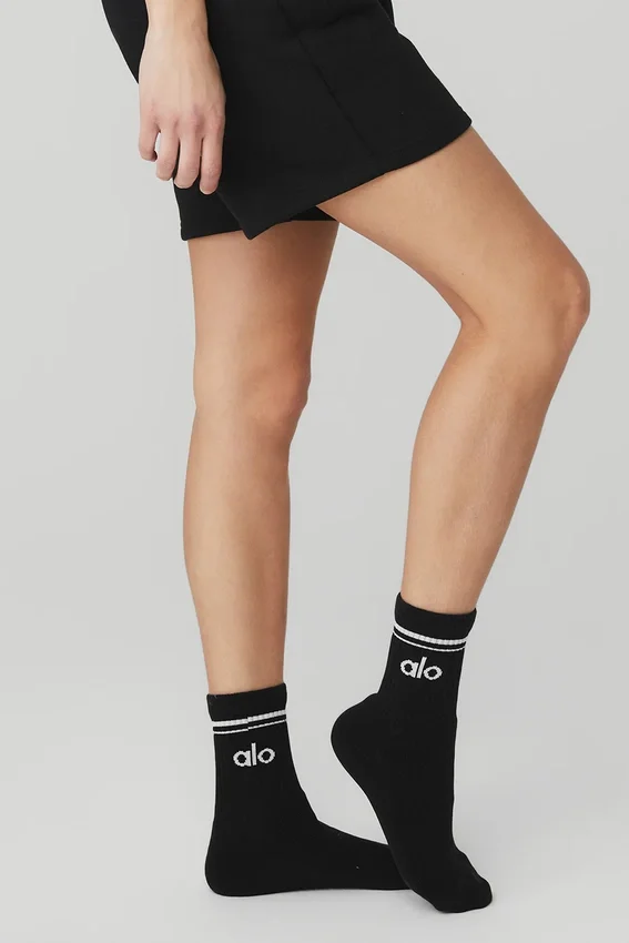 Chaussettes unisexes mi-mollet « Throwback » - Noir/Blanc