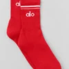 Chaussettes unisexes mi-mollet « Throwback » - Rouge vif/Blanc