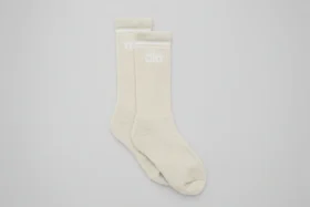 Chaussettes unisexes « Throwback » - Beige clair/Blanc