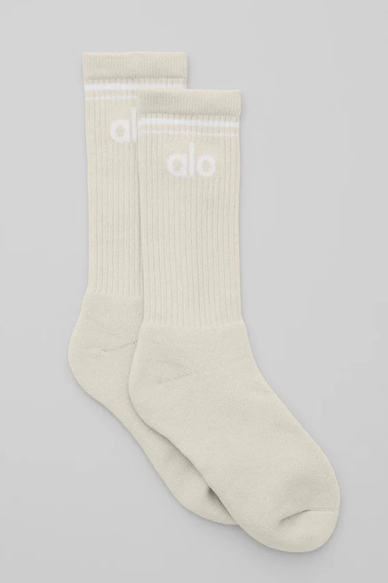 Chaussettes unisexes « Throwback » - Beige clair/Blanc