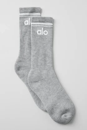 Chaussettes unisexes Throwback - Gris chiné athlétique/Blanc