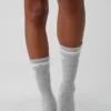 Chaussettes unisexes Throwback - Gris chiné athlétique/Blanc
