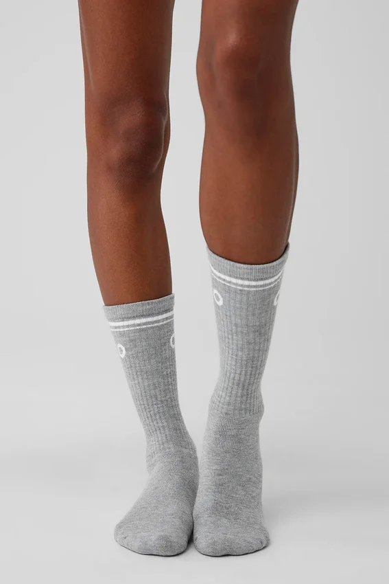 Chaussettes unisexes Throwback - Gris chiné athlétique/Blanc