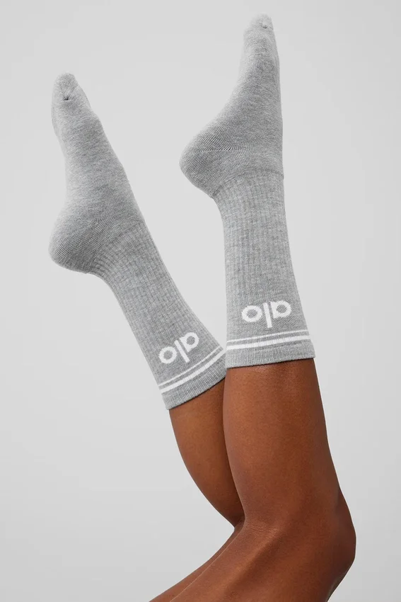 Chaussettes unisexes Throwback - Gris chiné athlétique/Blanc