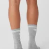 Chaussettes unisexes Throwback - Gris chiné athlétique/Blanc