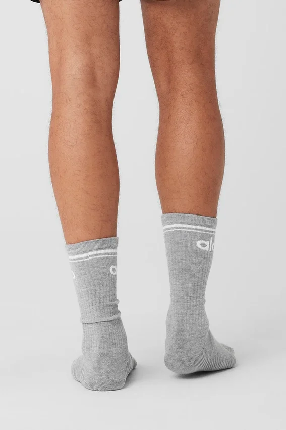 Chaussettes unisexes Throwback - Gris chiné athlétique/Blanc