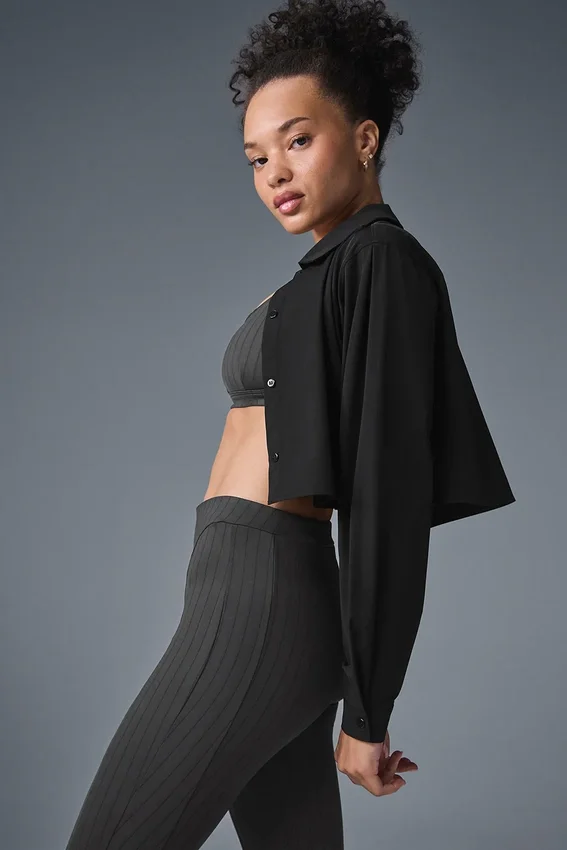 Chemise boutonnée courte « Take Me Out » - Noir