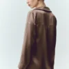 Chemise boutonnée en soie lumineuse - Cacao alpin