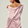 Chemise boutonnée en soie Luminous - Rose champagne