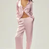 Chemise boutonnée en soie Luminous - Rose champagne