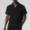 Chemise boutonnée en tissu éponge Coastal — Noir