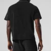 Chemise boutonnée en tissu éponge Coastal — Noir