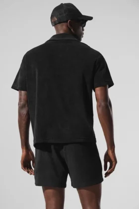 Chemise boutonnée en tissu éponge Coastal — Noir