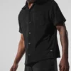 Chemise boutonnée en tissu éponge Coastal — Noir