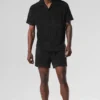 Chemise boutonnée en tissu éponge Coastal — Noir