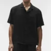 Chemise boutonnée à manches courtes Linen Days - Noir
