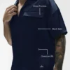 Chemise boutonnée à manches courtes Satin Horizon - Bleu marine
