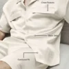 Chemise boutonnée à manches courtes Satin Horizon - Bone