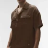 Chemise boutonnée à manches courtes Satin Horizon - Espresso