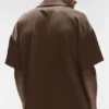 Chemise boutonnée à manches courtes Satin Horizon - Espresso