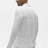 Chemise boutonnée à manches longues en jersey de lin « Coastal » - Blanc