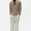 Chemise boutonnée à manches longues en jersey de lin « Coastal » - Gravel