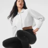 Chemise courte boutonnée « Take Me Out » – Blanche