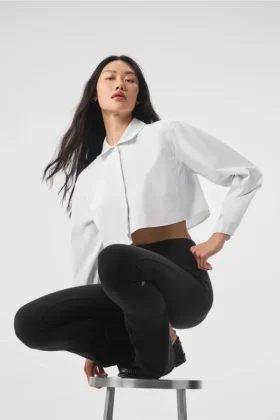 Chemise courte boutonnée « Take Me Out » – Blanche