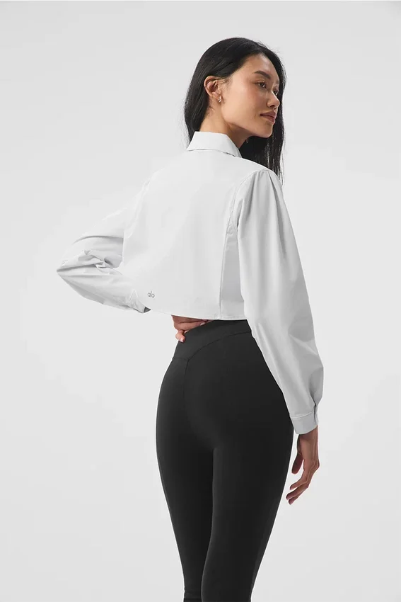 Chemise courte boutonnée « Take Me Out » – Blanche