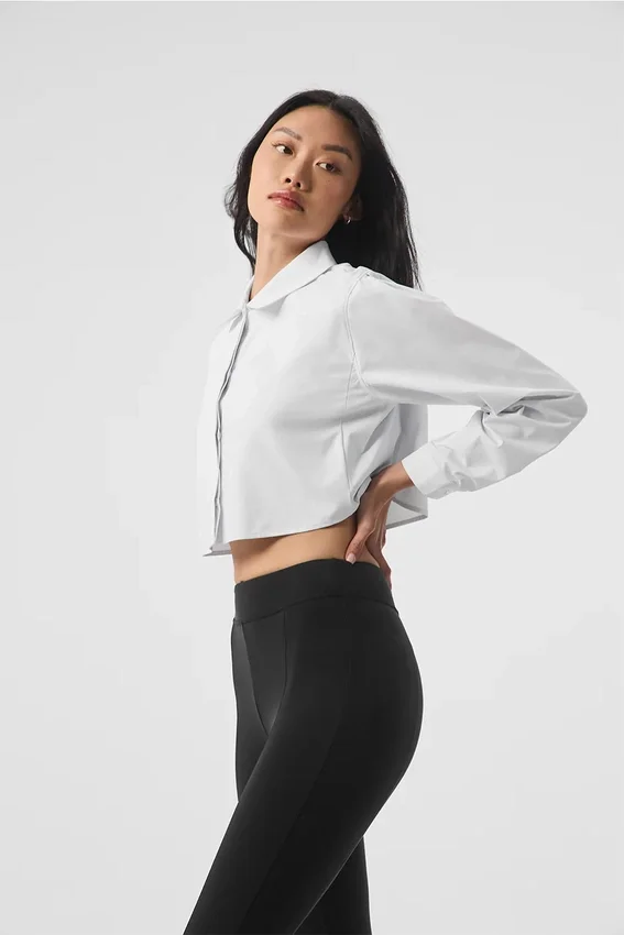 Chemise courte boutonnée « Take Me Out » – Blanche