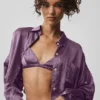 Chemise courte à manches longues boutonnée « Silk Luminous » – Plum Kiss