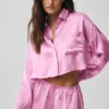 Chemise courte à manches longues boutonnée « Silk Luminous » - Rose Candy Heart
