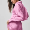 Chemise courte à manches longues boutonnée « Silk Luminous » - Rose Candy Heart