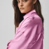 Chemise courte à manches longues boutonnée « Silk Luminous » - Rose Candy Heart