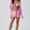 Chemise courte à manches longues boutonnée « Silk Luminous » - Rose Candy Heart