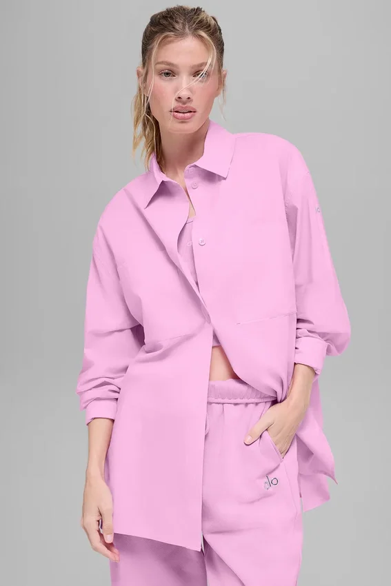 Chemise en coton « Real Deal » à boutons – Rose « Candy Heart »