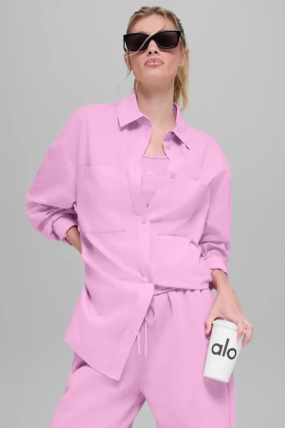 Chemise en coton « Real Deal » à boutons – Rose « Candy Heart »