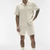 Chemise à manches courtes boutonnée Linen Days - Beige