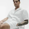 Chemise à manches courtes boutonnée Linen Days - Blanc