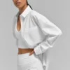 Chemise à manches longues boutonnée « Cotton Real Deal » – Blanc